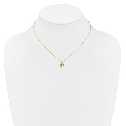 14K Yellow Gold Madi K 3mm Emerald Heart Birthstone Necklace
