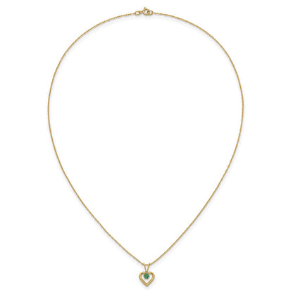 14K Yellow Gold Madi K 3mm Emerald Heart Birthstone Necklace