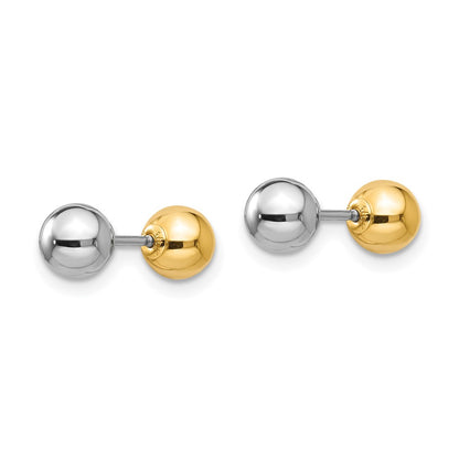 14K Two Tone Madi K Reversible 5mm Ball Screw Earrings