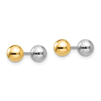14K Two Tone Madi K Reversible 5mm Ball Screw Earrings