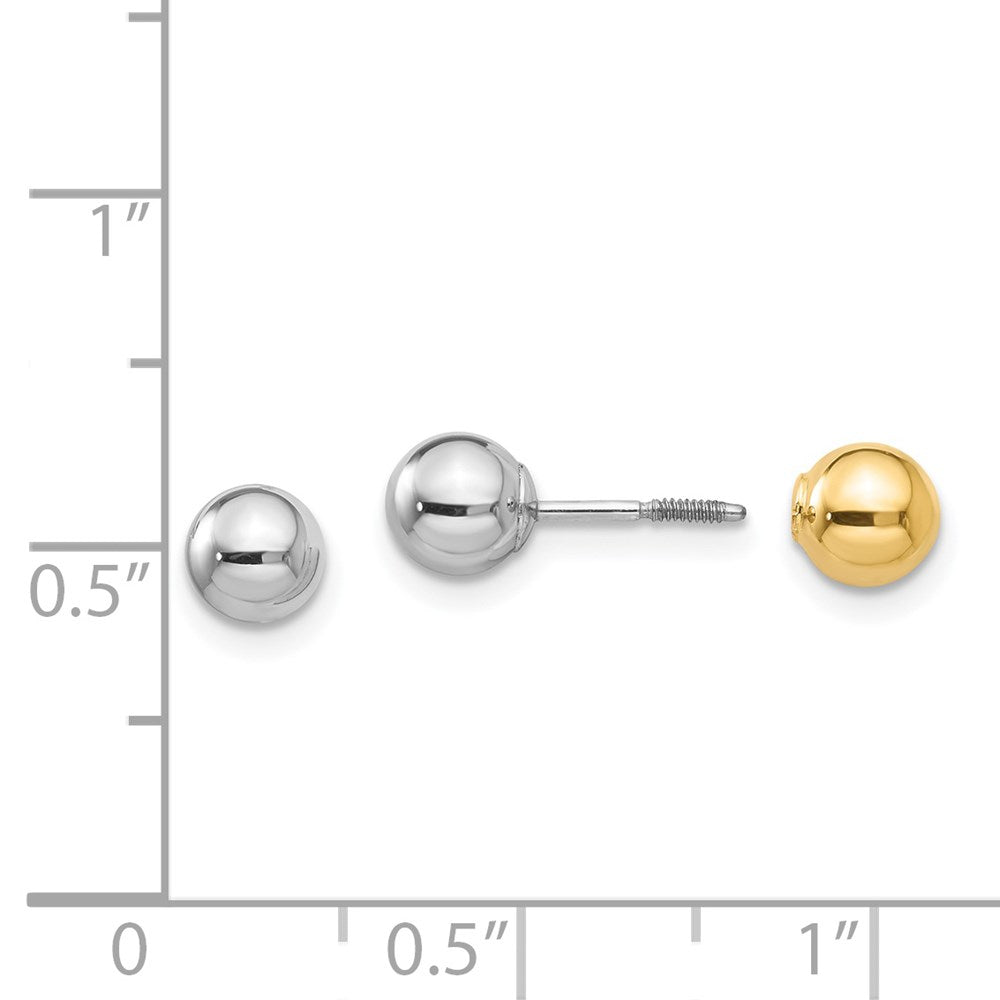 14K Two Tone Madi K Reversible 5mm Ball Screw Earrings