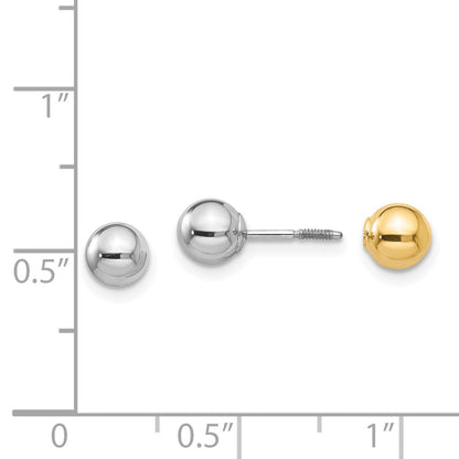 14K Two Tone Madi K Reversible 5mm Ball Screw Earrings