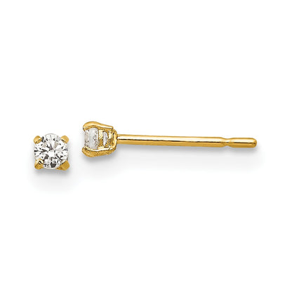 14K Yellow Gold Madi K 2mm Round Cz Basket Set Stud Earrings