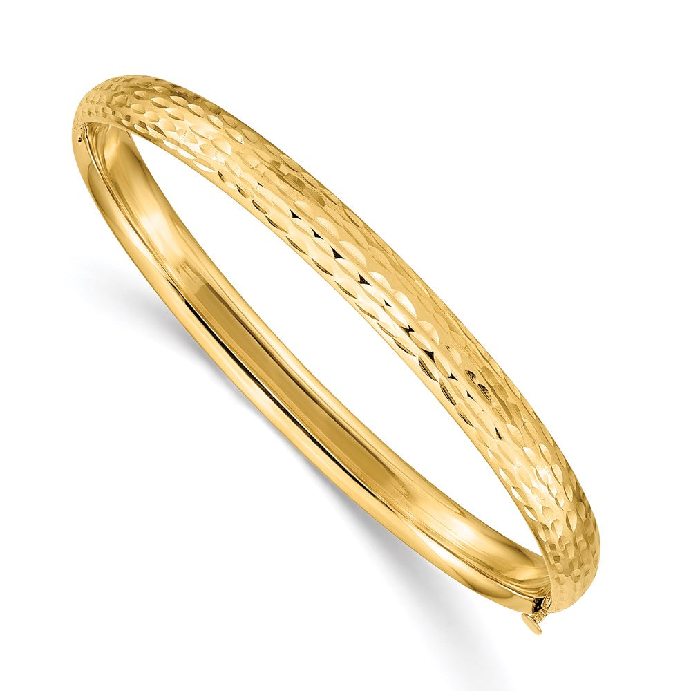 14K Yellow Gold Madi K Kids Polished Diamond Cut 5mm Hinged Child'S Bangle