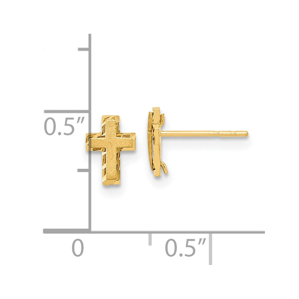 14K Yellow Gold Madi K Satin & Polished Diamond Cut Cross Post Earrings