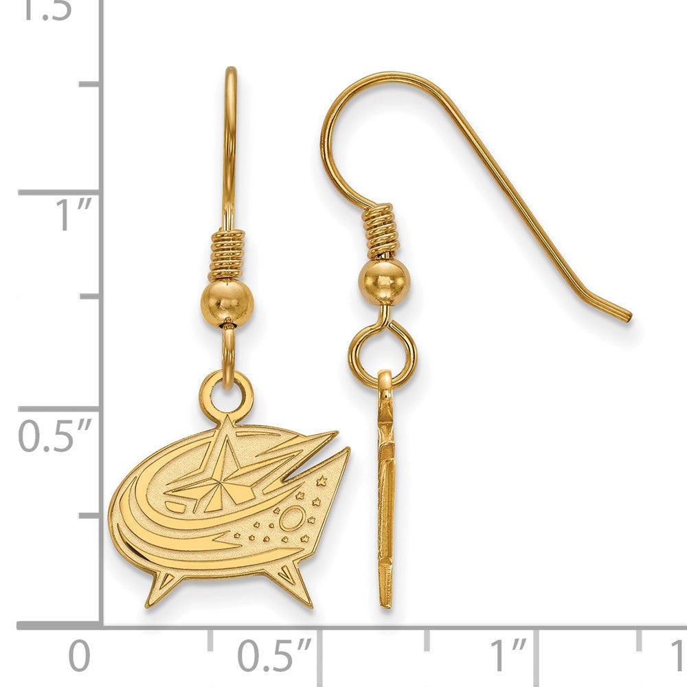 Gold Plated Sterling Silver Nhl Logoart Columbus Blue Jackets Small Dangle Earrings
