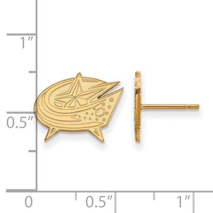 14K Yellow Gold Nhl Logoart Columbus Blue Jackets Small Post Earrings