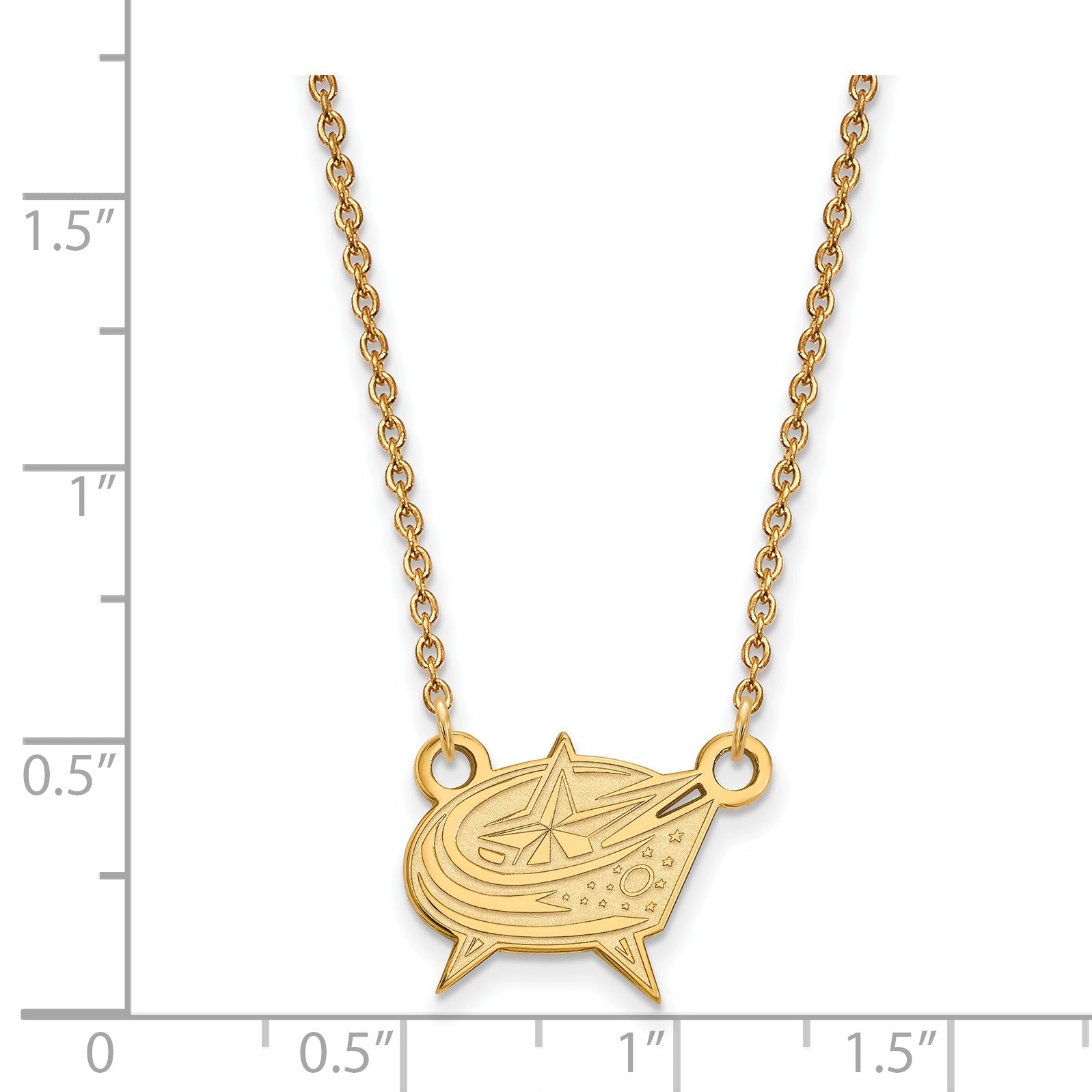 Gold Plated Sterling Silver Nhl Logoart Columbus Blue Jackets Small Pendant 18 Inch Necklace