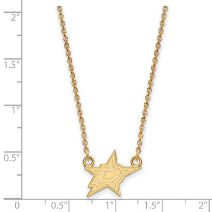 Gold Plated Sterling Silver Nhl Logoart Dallas Stars Small Pendant 18 Inch Necklace