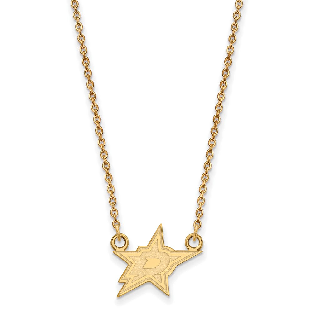 14K Yellow Gold Nhl Logoart Dallas Stars Small Pendant 18 Inch Necklace