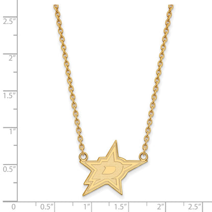 Gold Plated Sterling Silver Nhl Logoart Dallas Stars Large Pendant 18 Inch Necklace