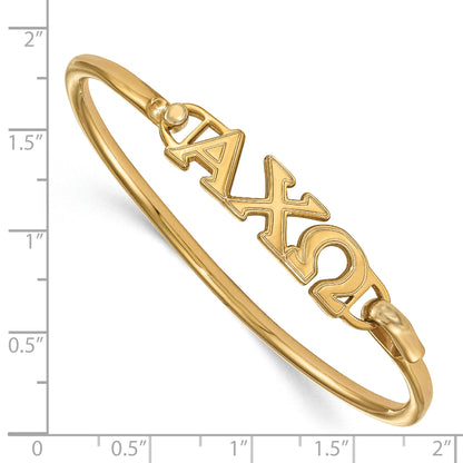 Gold Plated Sterling Silver Gp Logoart Alpha Chi Omega Large Hook And Clasp Bangle