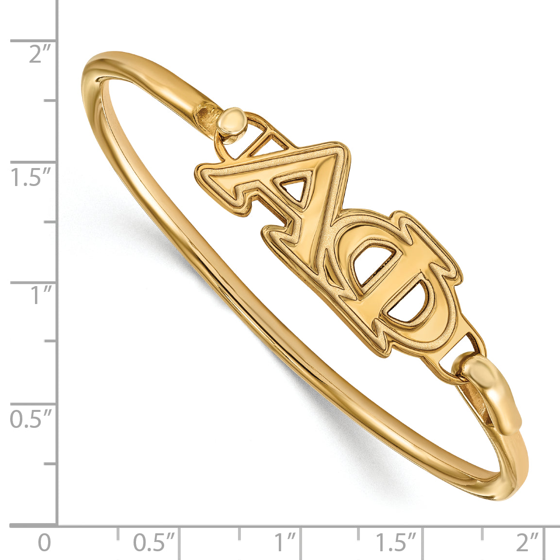 Gold Plated Sterling Silver Gp Logoart Alpha Phi Small Hook And Clasp Bangle