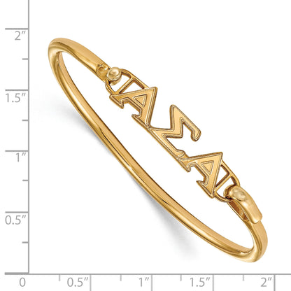 Gold Plated Sterling Silver Gp Logoart Alpha Sigma Small Hook And Clasp Bangle