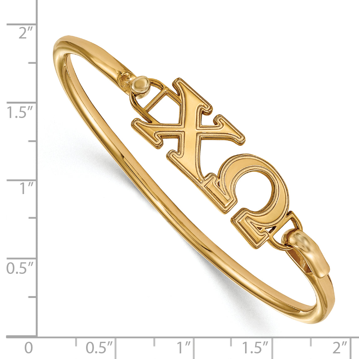 Gold Plated Sterling Silver Gp Logoart Chi Omega Hook And Clasp Bangle