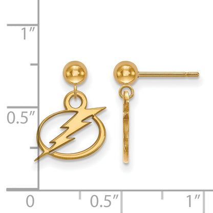 14K Yellow Gold Nhl Logoart Tampa Bay Lightning Dangle Ball Post Earrings