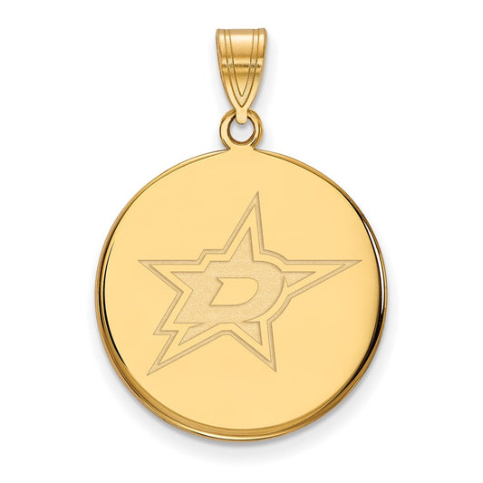 14K Yellow Gold Nhl Logoart Dallas Stars Large Disc Pendant