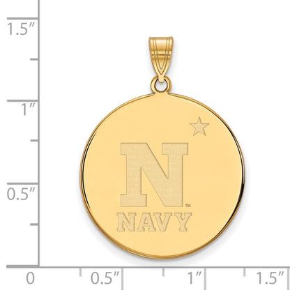10K Yellow Gold Logoart Us Naval Academy Extra Large Disc Pendant