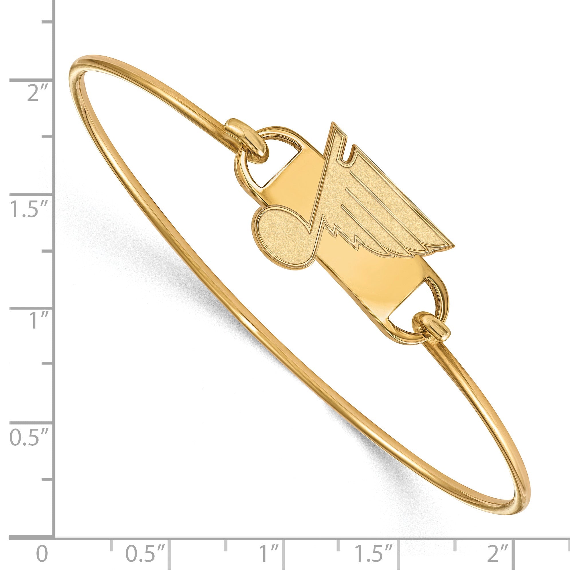 Gold Plated Sterling Silver Nhl Logoart St. Louis Blues Small Center 7 Inch Wire Bangle