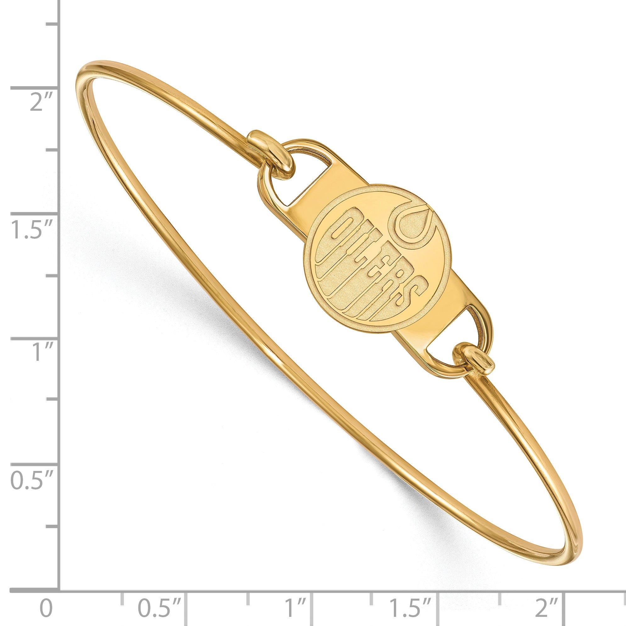 Gold Plated Sterling Silver Nhl Logoart Edmonton Oilers Small Center 7 Inch Wire Bangle