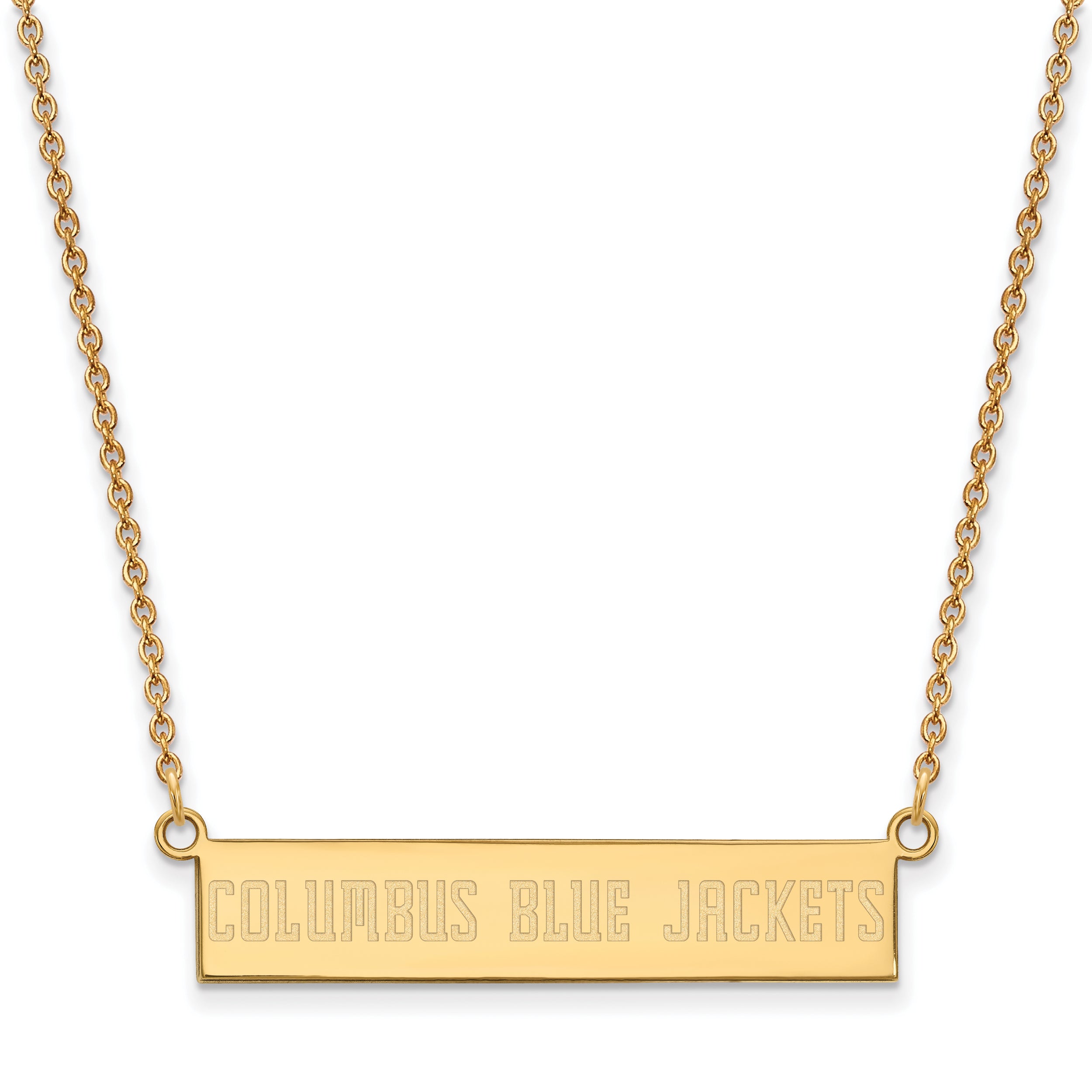 Gold Plated Sterling Silver Nhl Logoart Columbus Blue Jackets Small Bar 18 Inch Necklace
