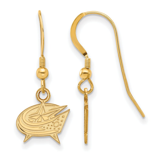 Gold Plated Sterling Silver Nhl Logoart Columbus Blue Jackets Extra Small Dangle Earrings