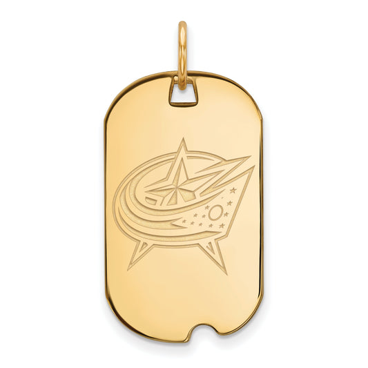 Gold Plated Sterling Silver Nhl Logoart Columbus Blue Jackets Small Dog Tag Pendant