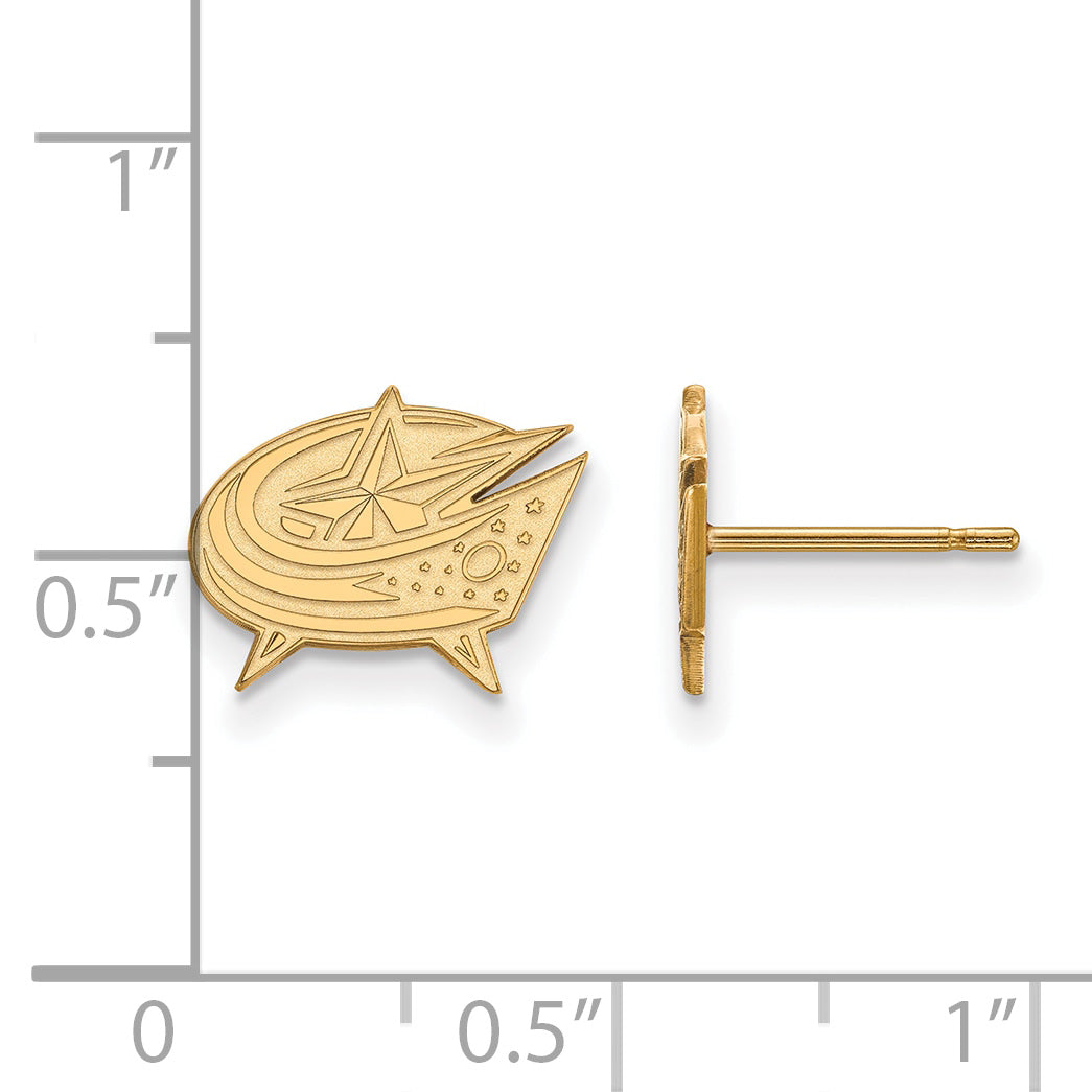 Gold Plated Sterling Silver Nhl Logoart Columbus Blue Jackets Extra Small Post Earrings