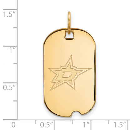 Gold Plated Sterling Silver Nhl Logoart Dallas Stars Small Dog Tag Pendant