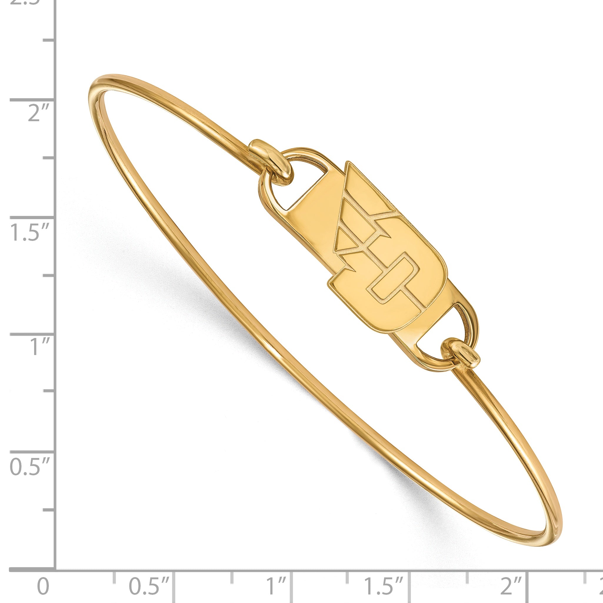 Gold Plated Sterling Silver Logoart University Of Dayton Small Center 7 Inch Wire Bangle