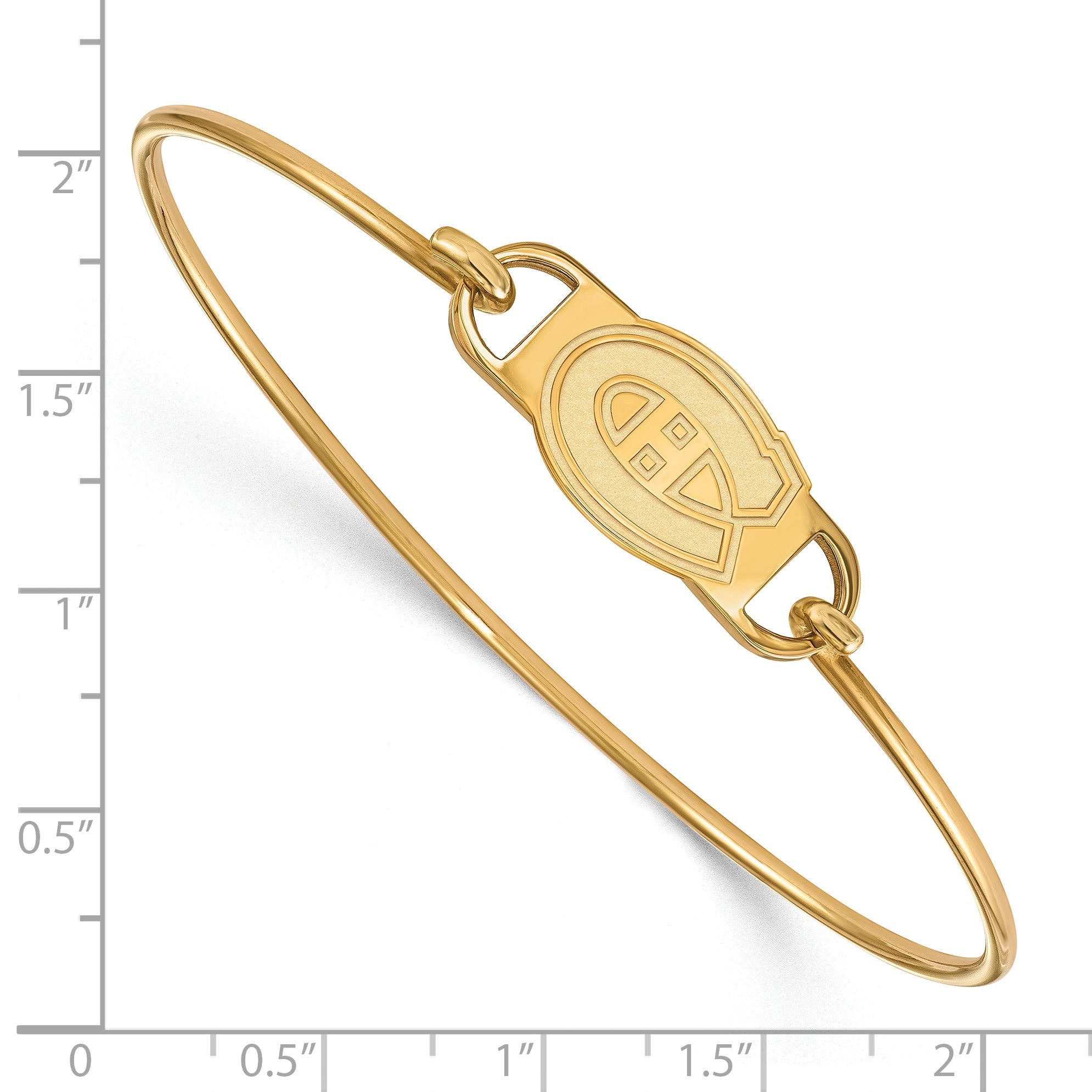 Gold Plated Sterling Silver Nhl Logoart Montreal Canadiens Small Center 7 Inch Wire Bangle