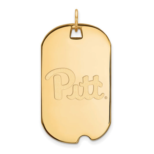 10K Yellow Gold Logoart University Of Pittsburgh Large Dog Tag Pendant