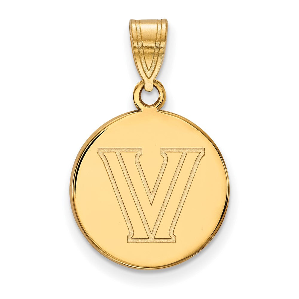 10K Yellow Gold Logoart Villanova University Letter V Medium Disc Pendant