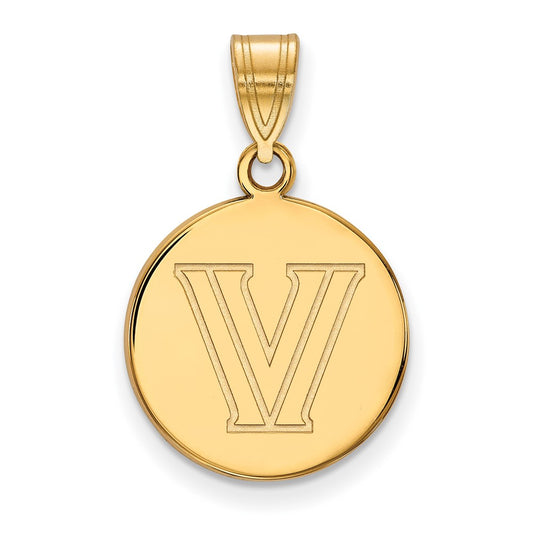 10K Yellow Gold Logoart Villanova University Letter V Medium Disc Pendant