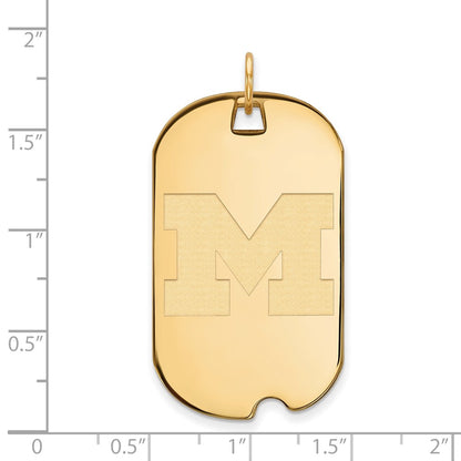 10K Yellow Gold Logoart University Of Michigan Letter M Large Dog Tag Pendant