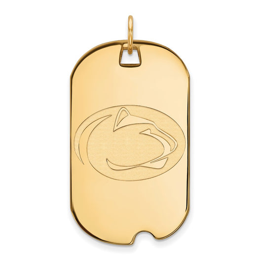 10K Yellow Gold Logoart Penn State University Lion Large Dog Tag Pendant