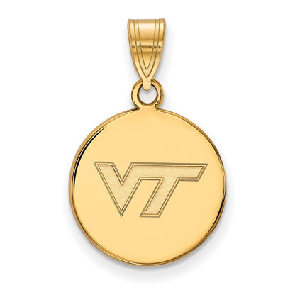 10K Yellow Gold Logoart Virginia Tech V T Medium Disc Pendant