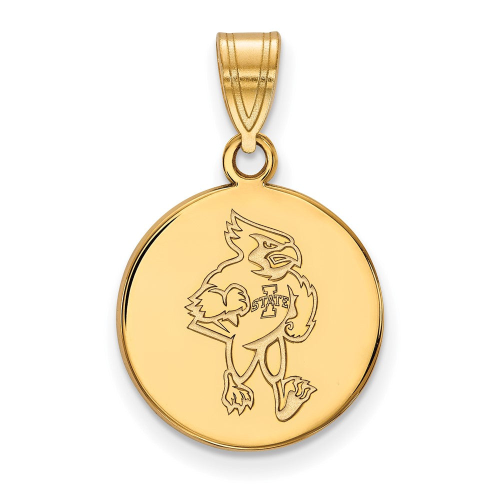 10K Yellow Gold Logoart Iowa State University Cardinal Medium Disc Pendant