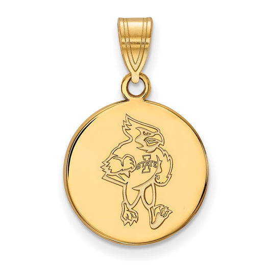 10K Yellow Gold Logoart Iowa State University Cardinal Medium Disc Pendant