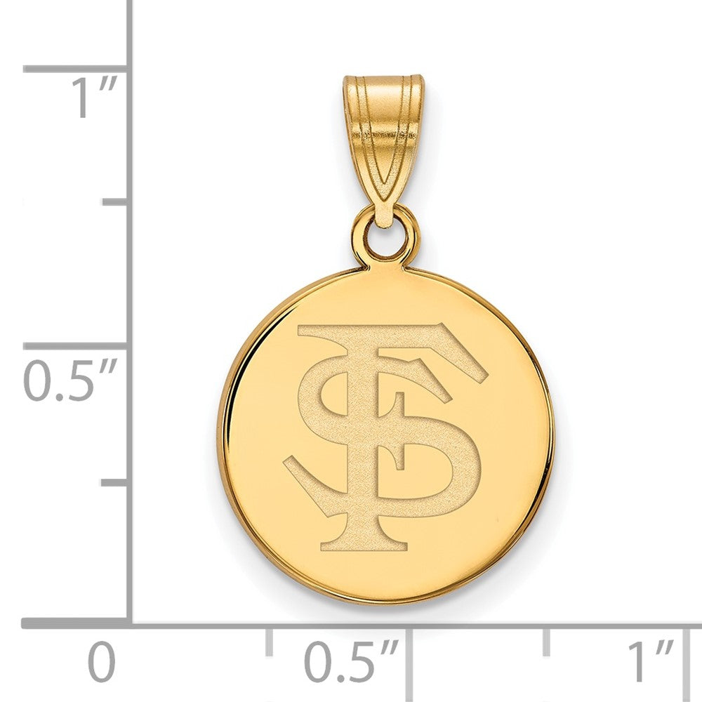 10K Yellow Gold Logoart Florida State University F S Medium Disc Pendant