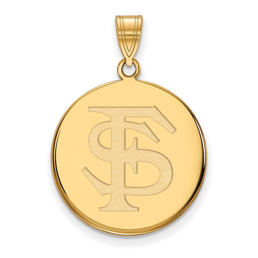 10K Yellow Gold Logoart Florida State University F S Large Disc Pendant