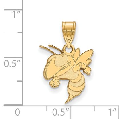 Gold Plated Sterling Silver Logoart Georgia Institute Of Technology Yellow Jacket Medium Pendant