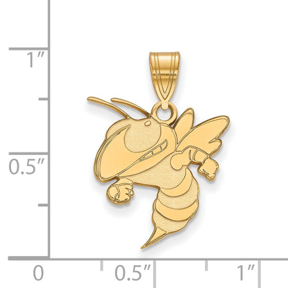 Gold Plated Sterling Silver Logoart Georgia Institute Of Technology Yellow Jacket Large Pendant