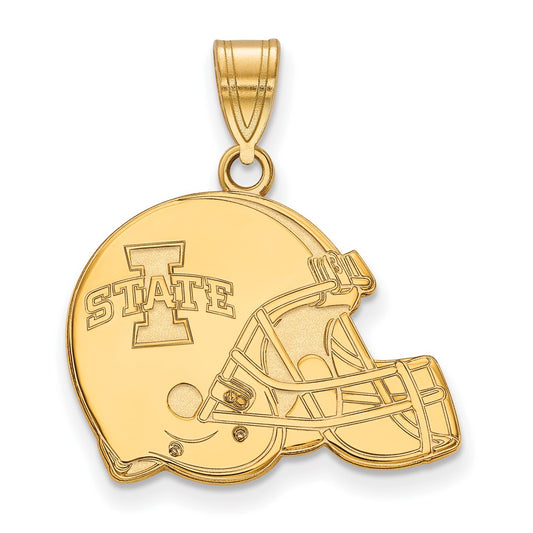 10K Yellow Gold Logoart Iowa State University Football Helmet Pendant