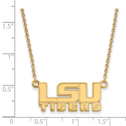 10K Yellow Gold Logoart Louisiana State University L S U Tigers Small Pendant 18 Inch Necklace