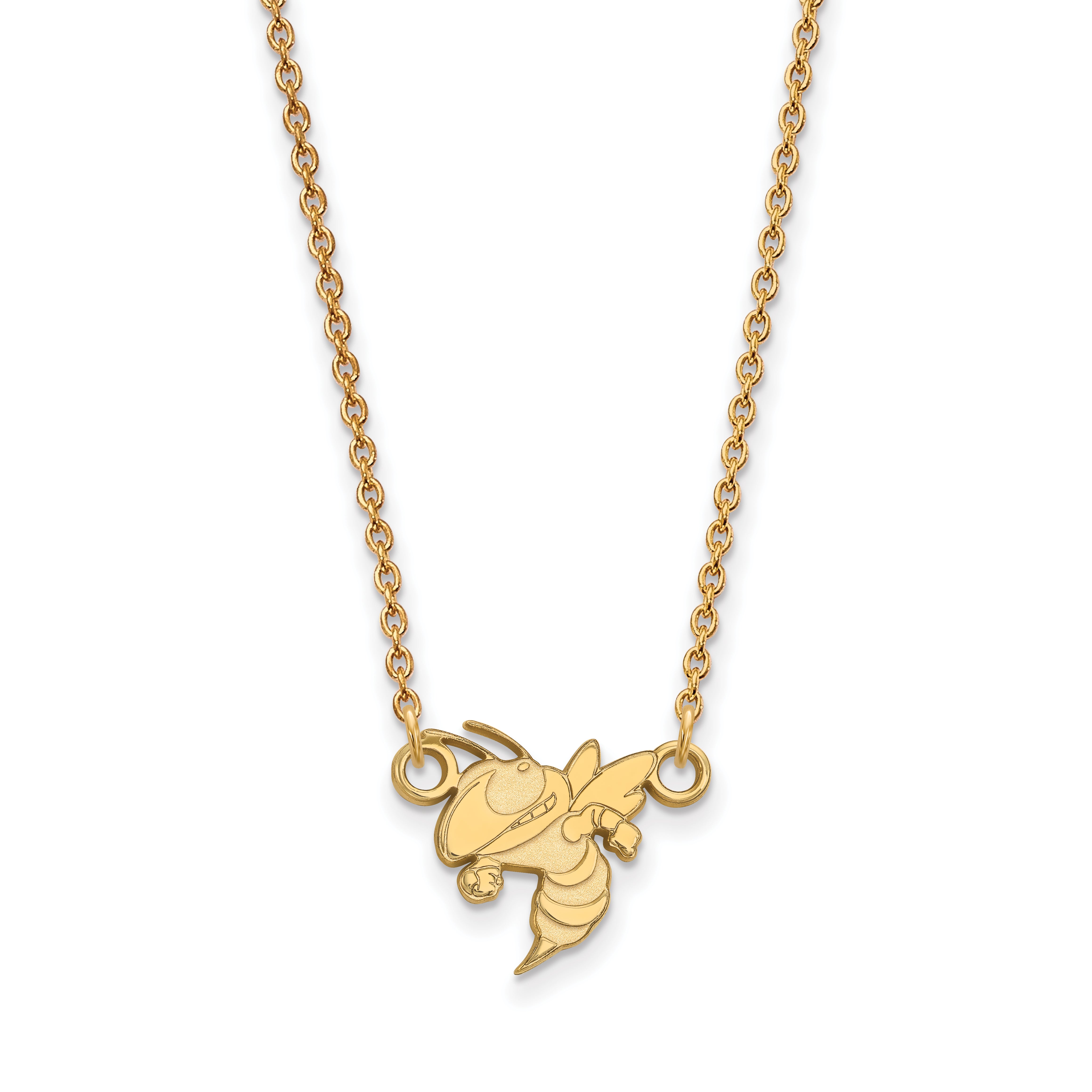 14K Yellow Gold Logoart Georgia Institute Of Technology Jacket Small Pendant 18 Inch Necklace