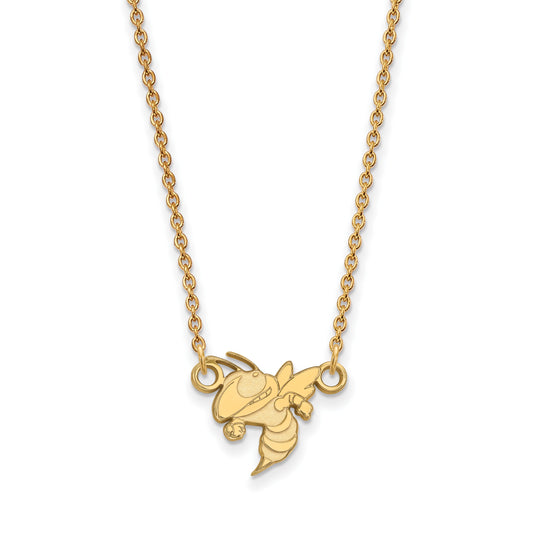 14K Yellow Gold Logoart Georgia Institute Of Technology Jacket Small Pendant 18 Inch Necklace