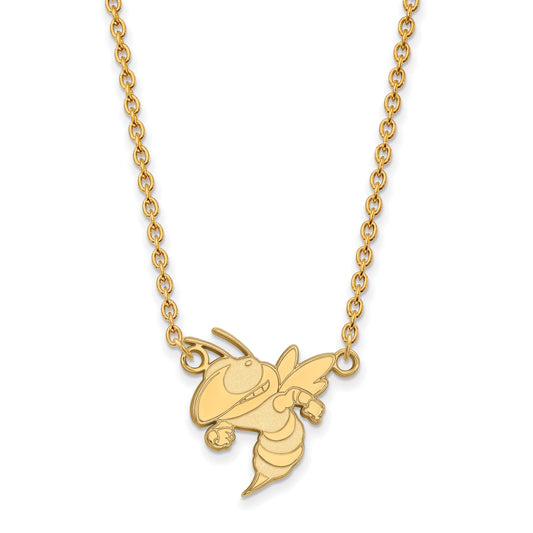 Gold Plated Sterling Silver Logoart Georgia Institute Of Technology Yellow Jacket Large Pendant 18 Inch Necklace