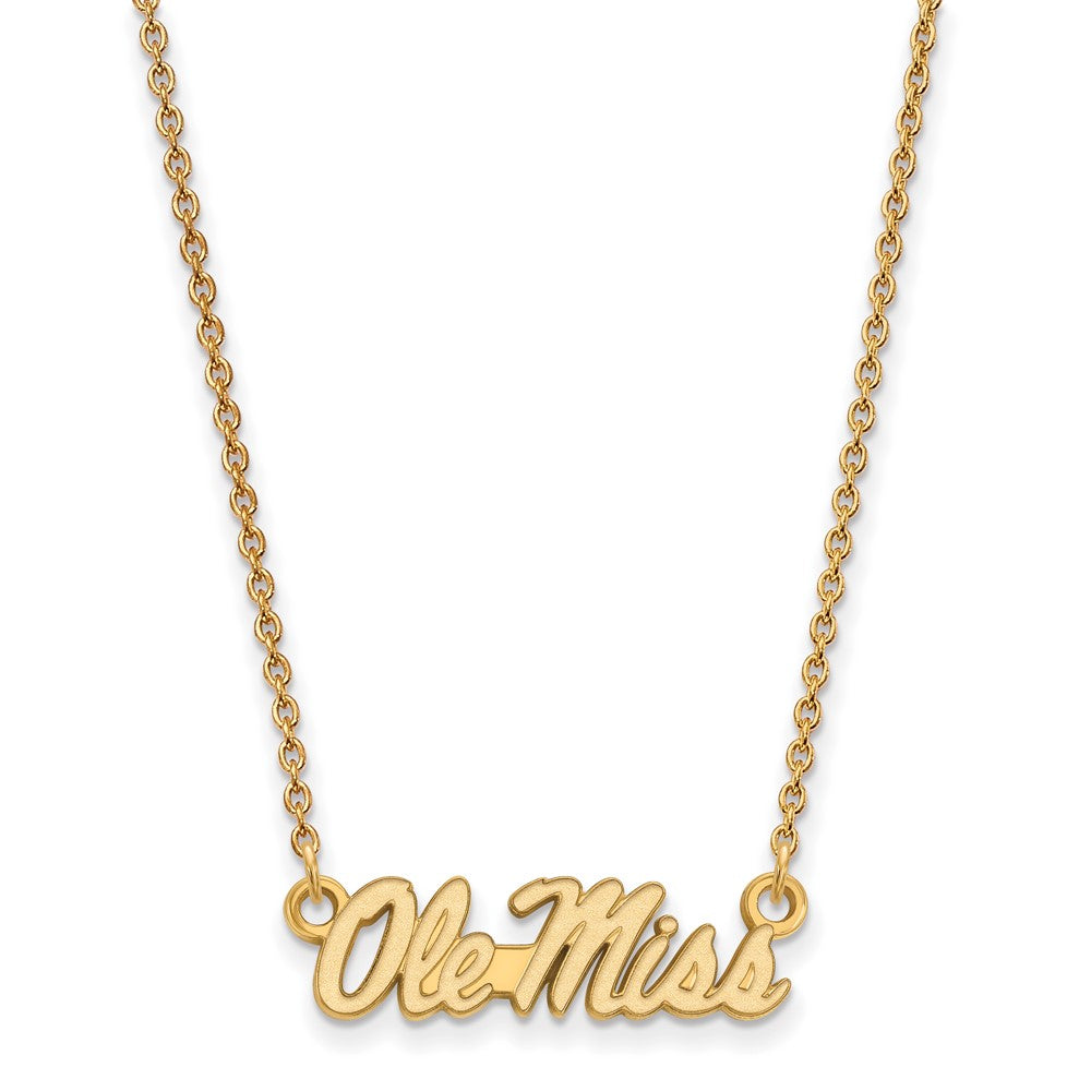 10K Yellow Gold Logoart University Of Mississippi Ole Miss Small Pendant 18 Inch Necklace
