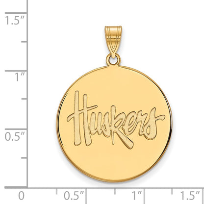 10K Yellow Gold Logoart University Of Nebraska Huskers Extra Large Disc Pendant